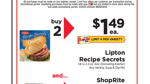 ShopRite Lipton Recipe Secrets Incentive